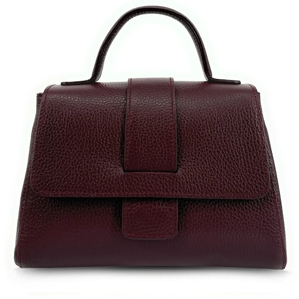 Sac bandoulière en cuir grainé SMART Rouge bordeaux