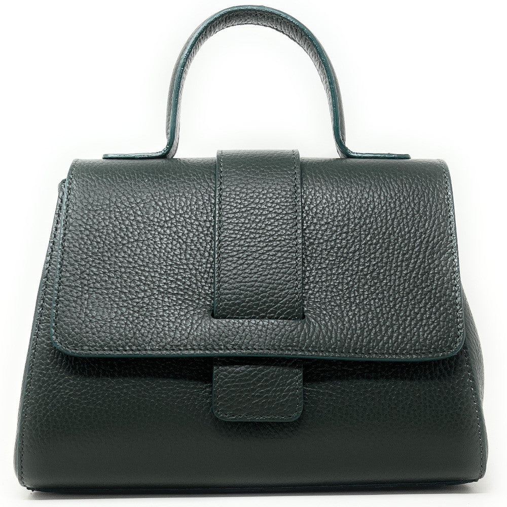 Sac bandoulière en cuir grainé SMART Vert forêt