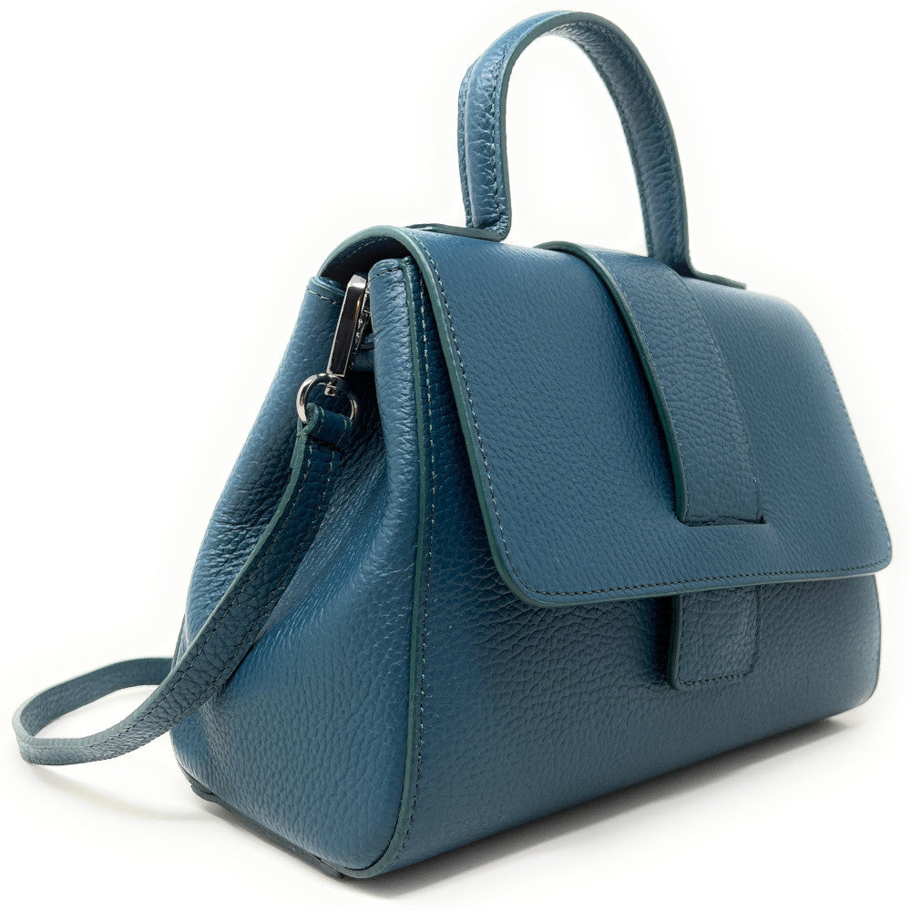Sac bandoulière en cuir grainé SMART Bleu vert canard