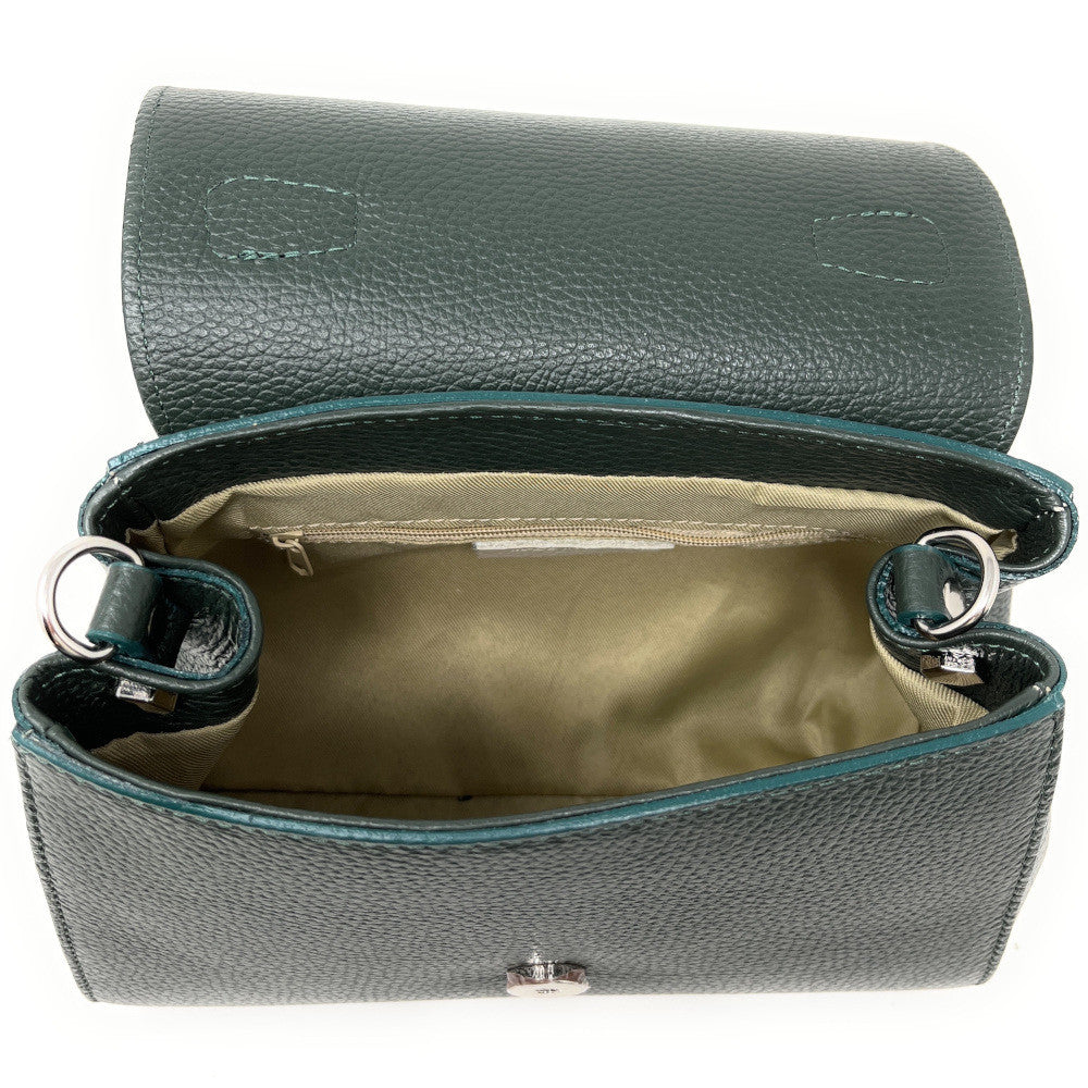 Sac bandoulière en cuir grainé SMART Vert forêt
