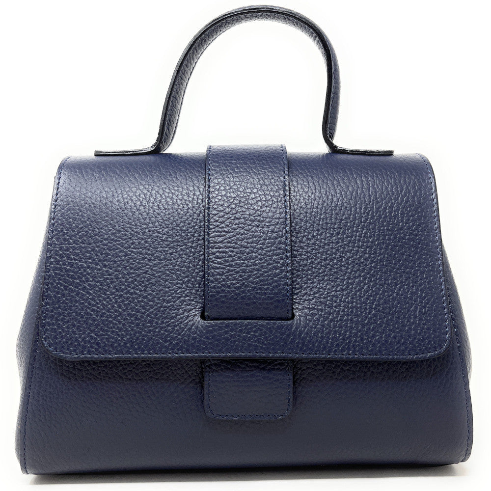 Sac bandoulière en cuir grainé SMART Bleu marine