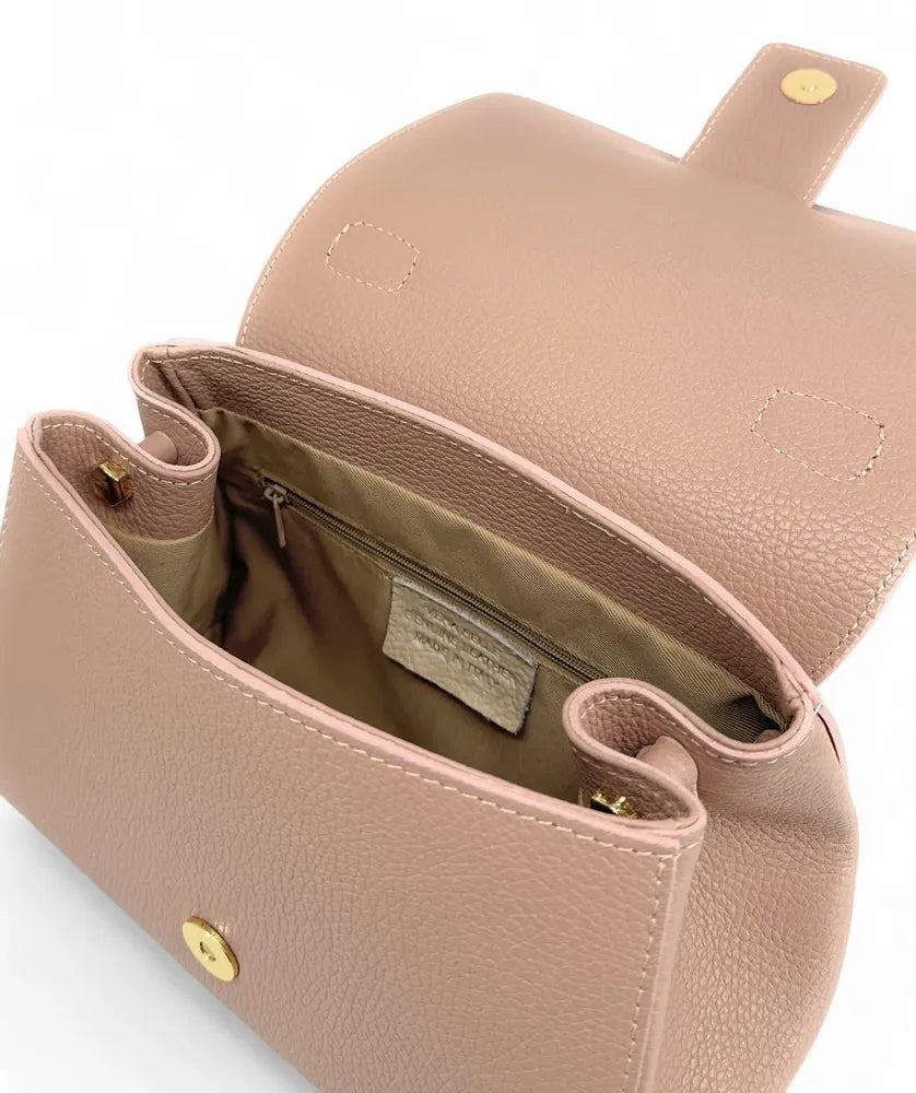 Sac bandoulière en cuir grainé SMART Rose nude