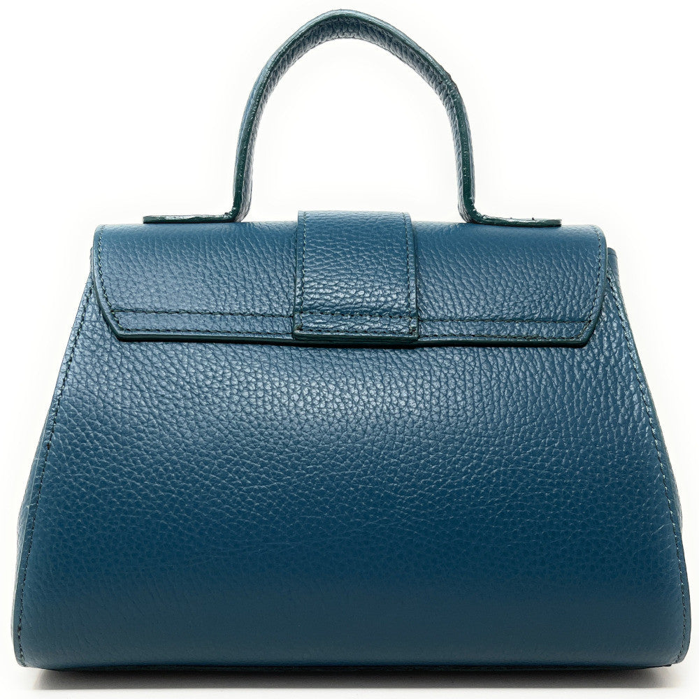 Sac bandoulière en cuir grainé SMART Bleu vert canard