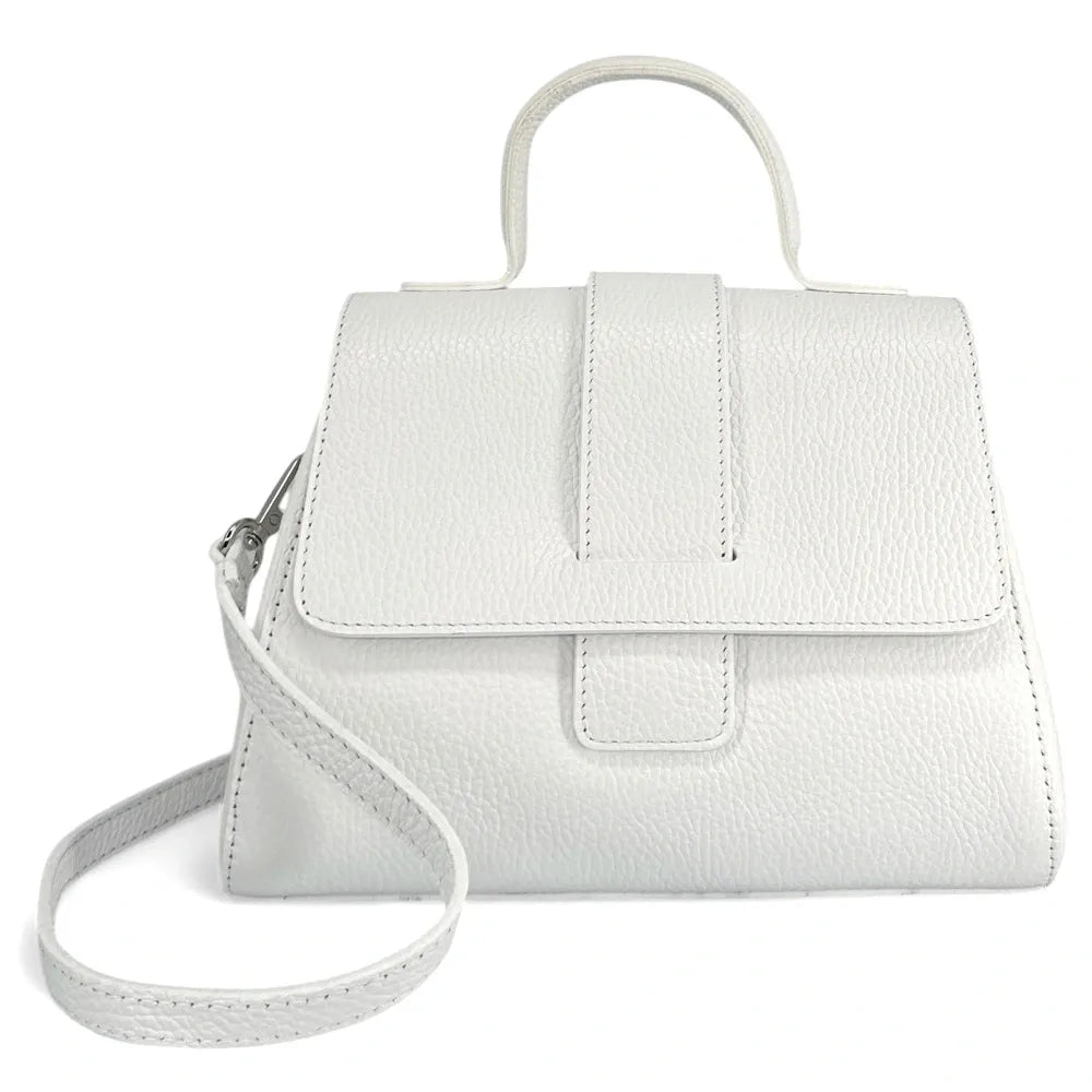 Sac bandoulière en cuir grainé SMART Blanc
