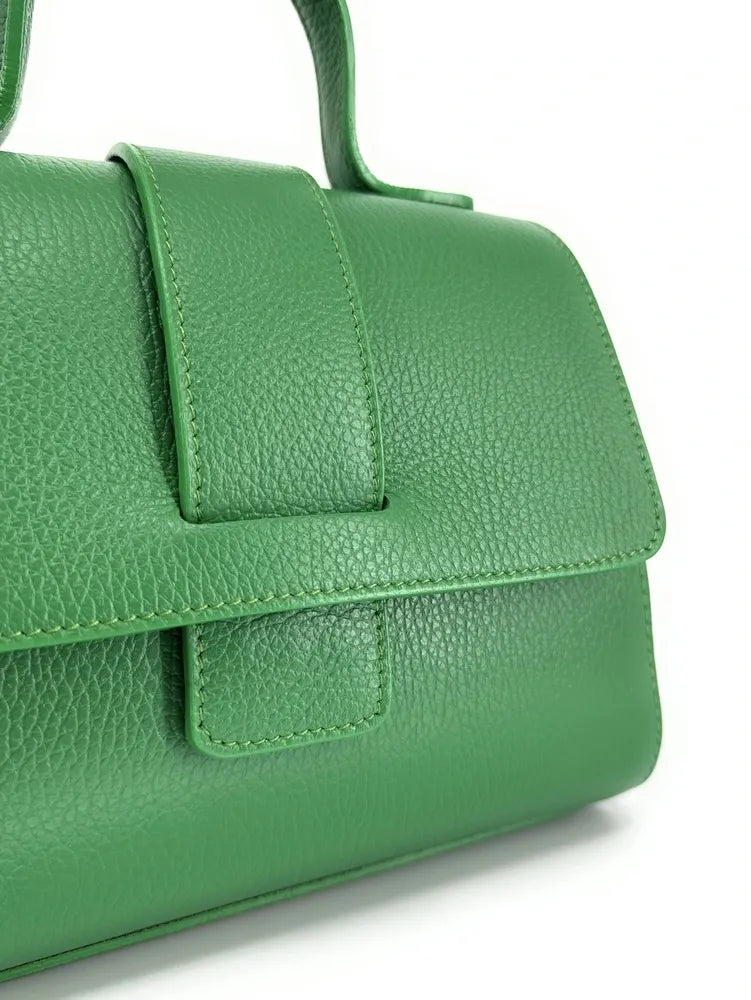 Sac bandoulière en cuir grainé SMART Vert anglais