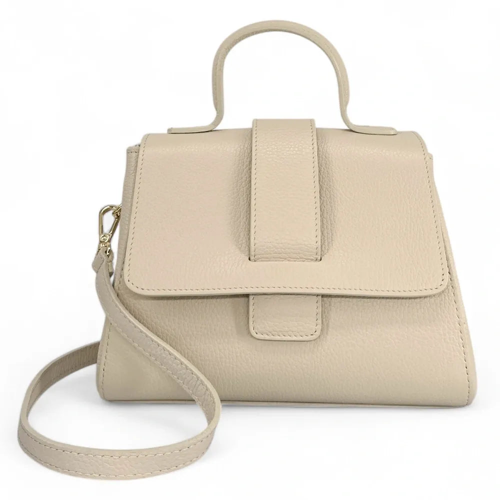Sac bandoulière en cuir grainé SMART Taupe clair