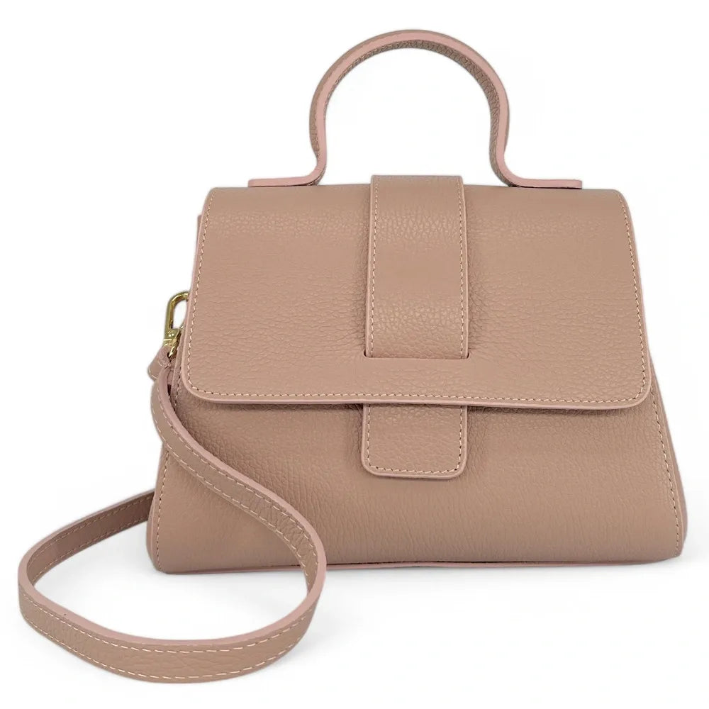 Sac bandoulière en cuir grainé SMART Rose nude