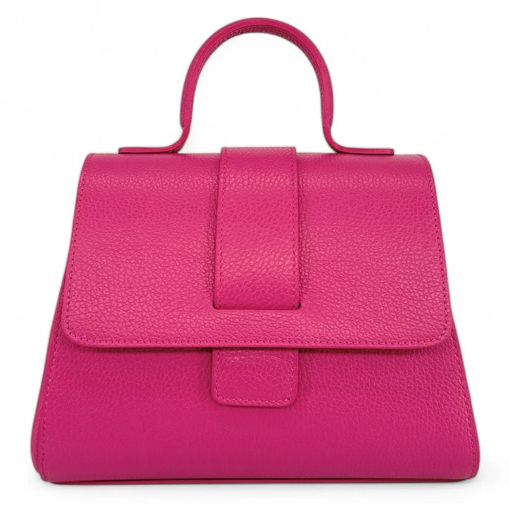 Sac bandoulière en cuir grainé SMART Rose fuchsia