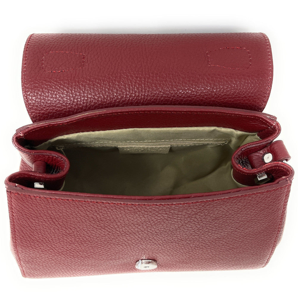 Sac bandoulière en cuir grainé SMART Rouge foncé