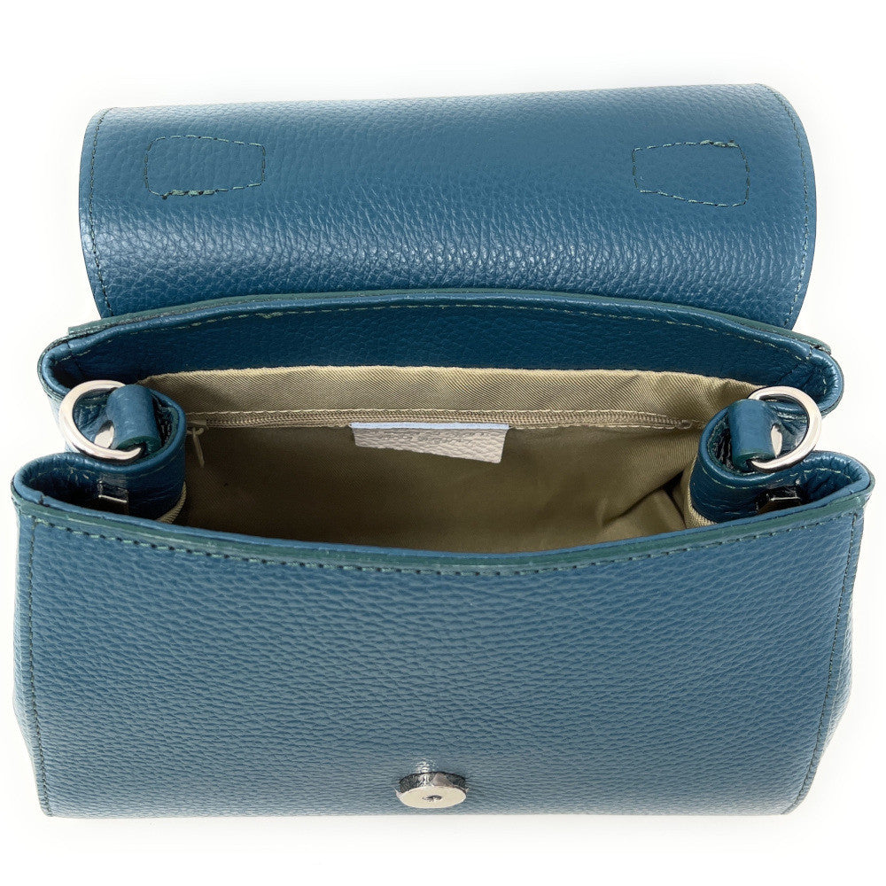 Sac bandoulière en cuir grainé SMART Bleu vert canard