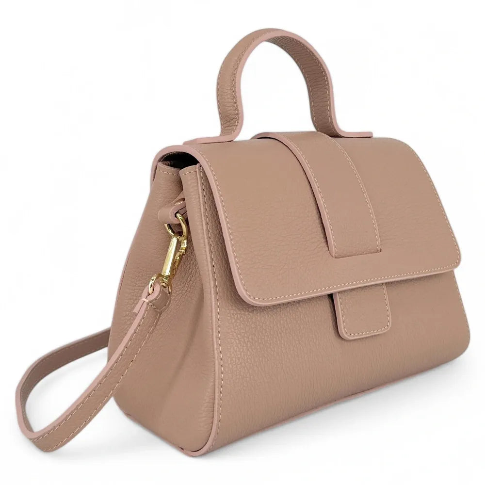 Sac bandoulière en cuir grainé SMART Rose nude