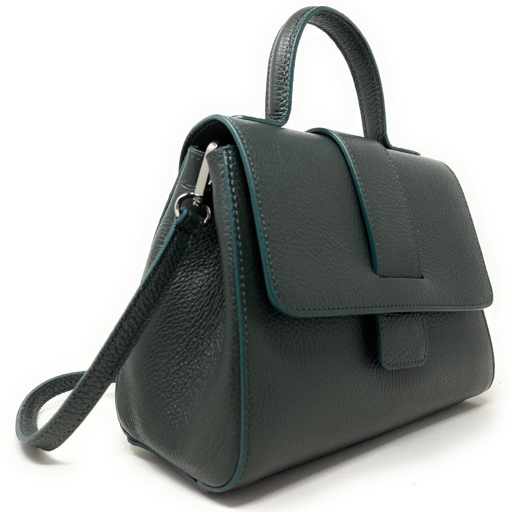 Sac bandoulière en cuir grainé SMART Vert forêt