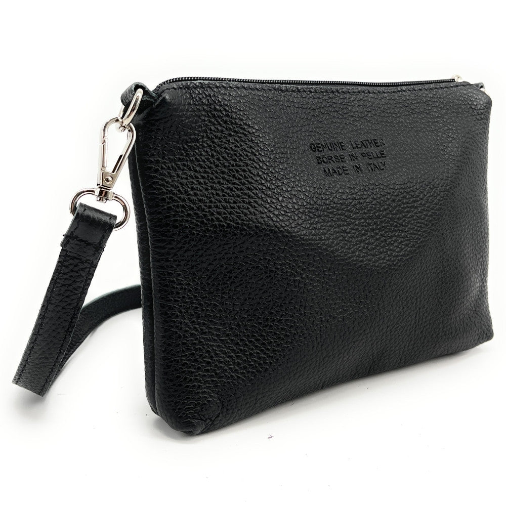 Sac pochette en cuir à motifs CHARLOTTE E.L. Noir