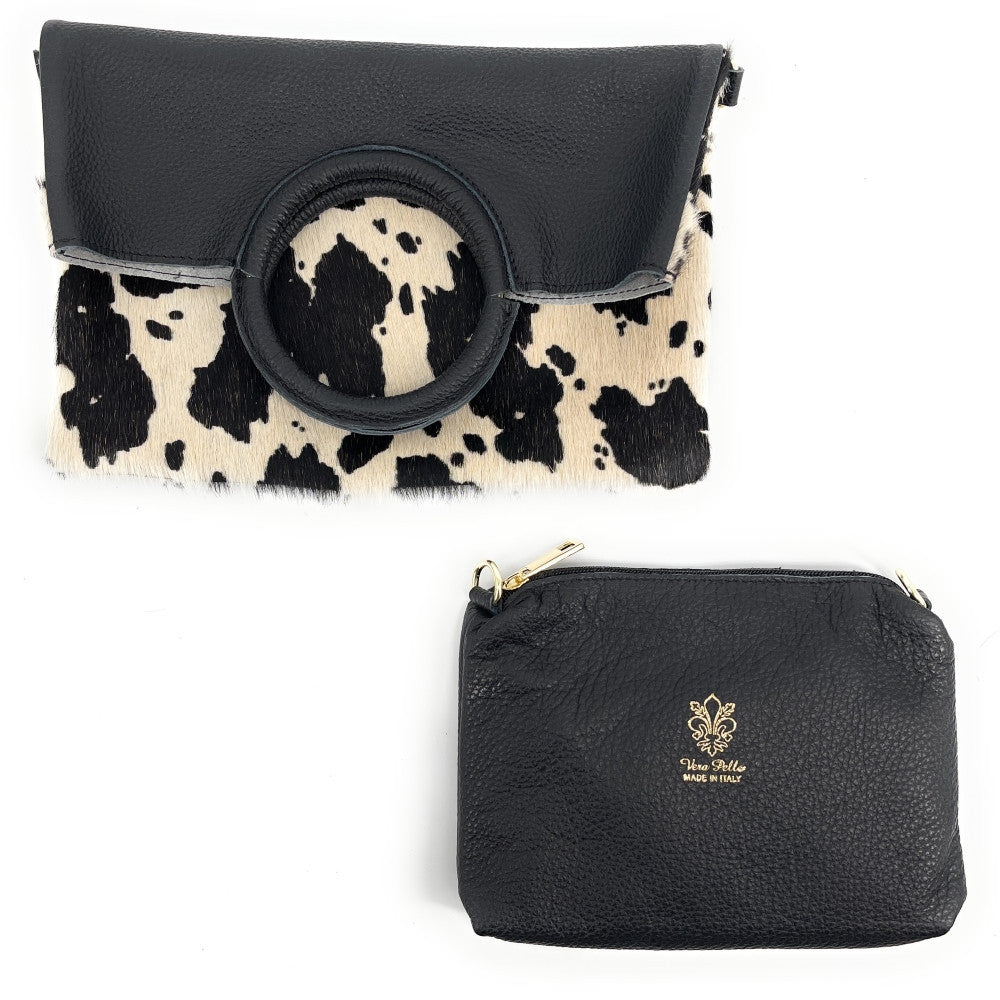 Sac pochette en cuir à motifs CHARLOTTE E.L. Blanc