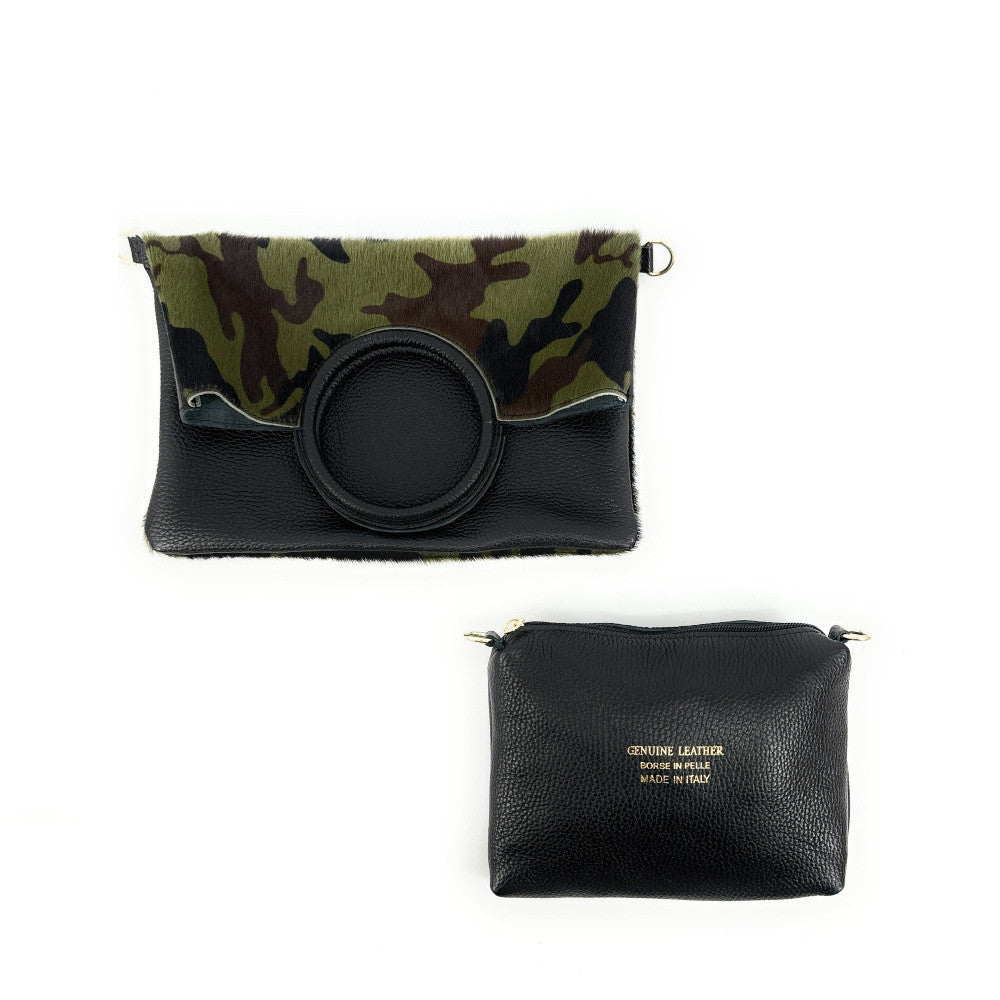 Sac pochette en cuir à motifs CHARLOTTE E.L. Camouflage