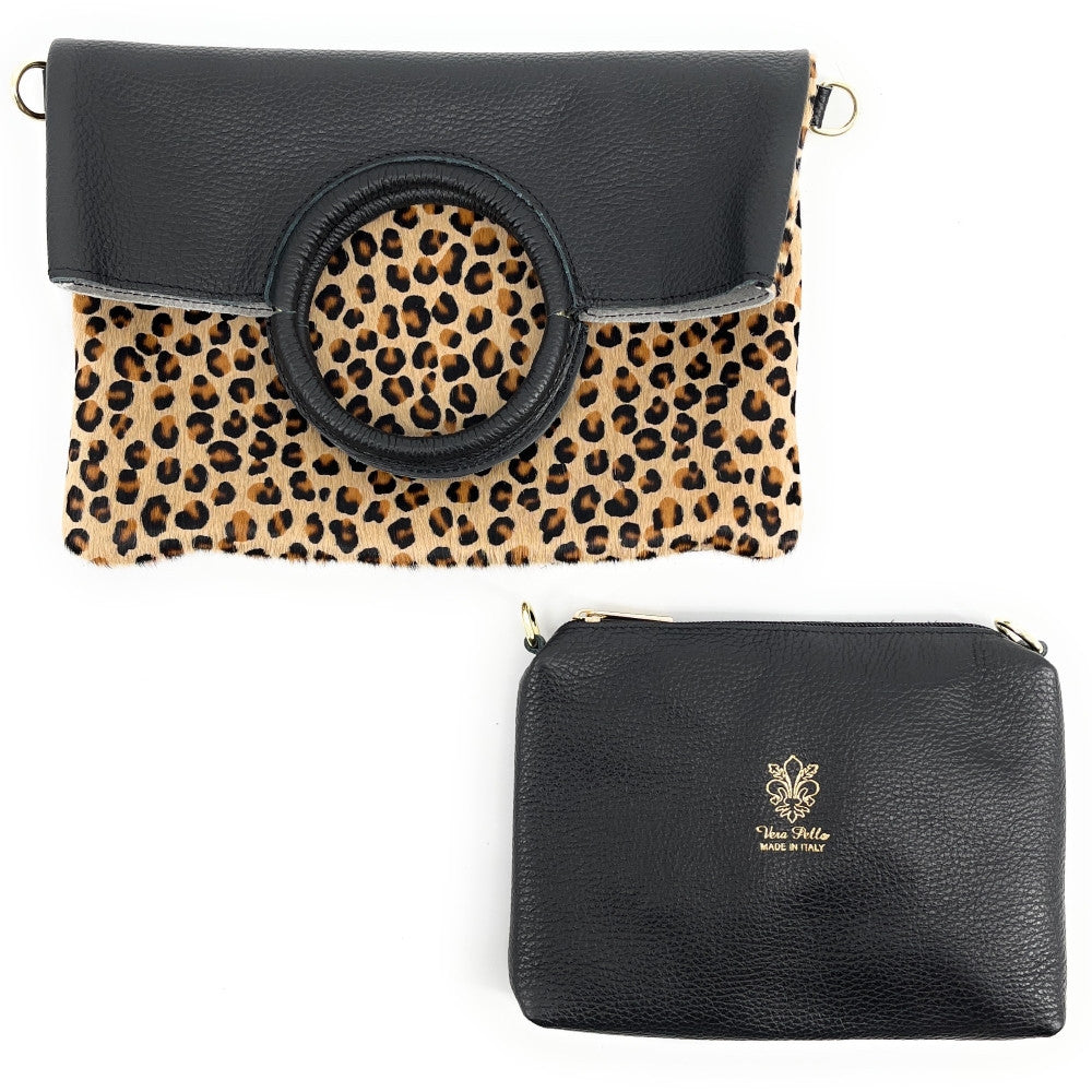 Sac pochette en cuir à motifs CHARLOTTE E.L. Ocelot