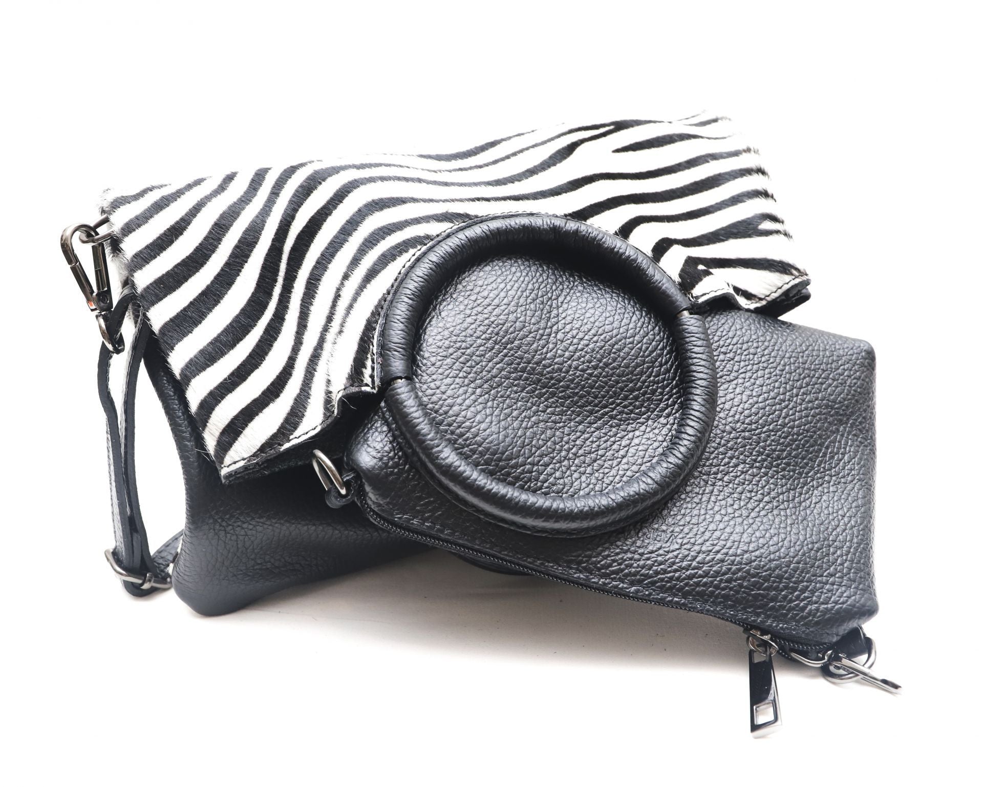 Sac pochette en cuir à motifs CHARLOTTE E.L. Zèbre