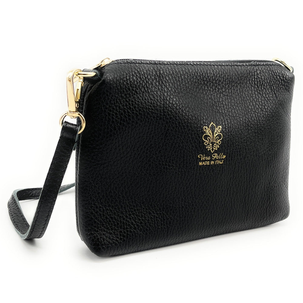 Sac pochette en cuir à motifs CHARLOTTE E.L. Camel