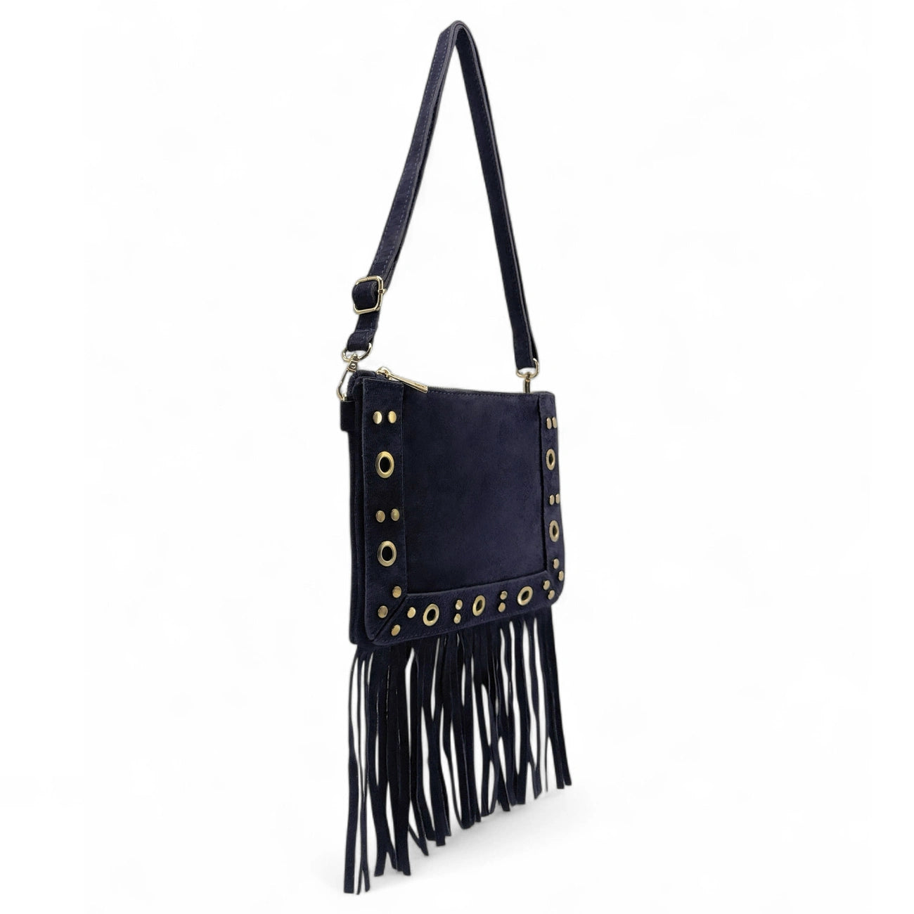 Sac besace en croûte de cuir YEPA Bleu marine