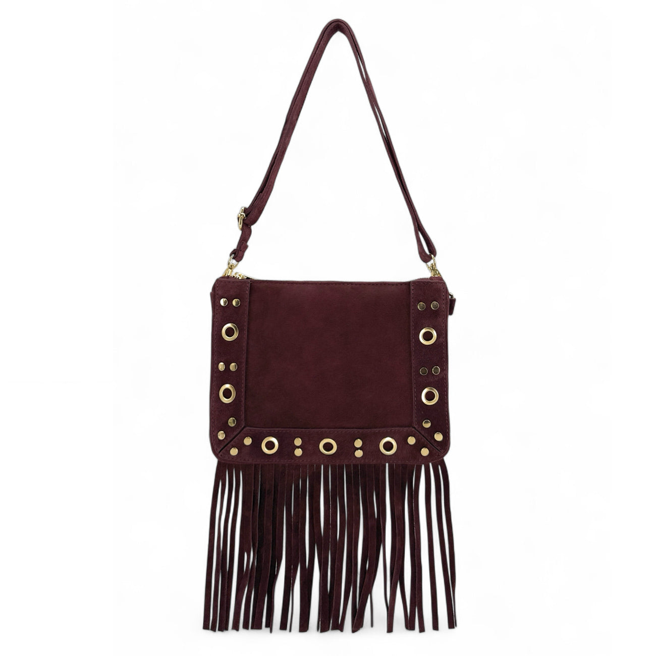 Customizable Maria's extraíble Bandouliere Valley FREYA Garance rojo, hombros de tope de topo medio, acabados de metal dorado