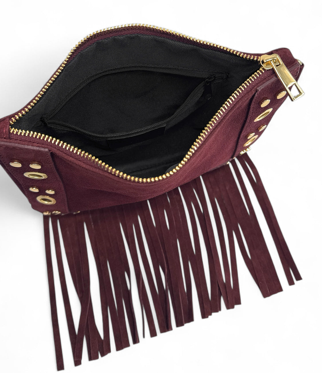 YEPA split suede crossbody bag, Burgundy