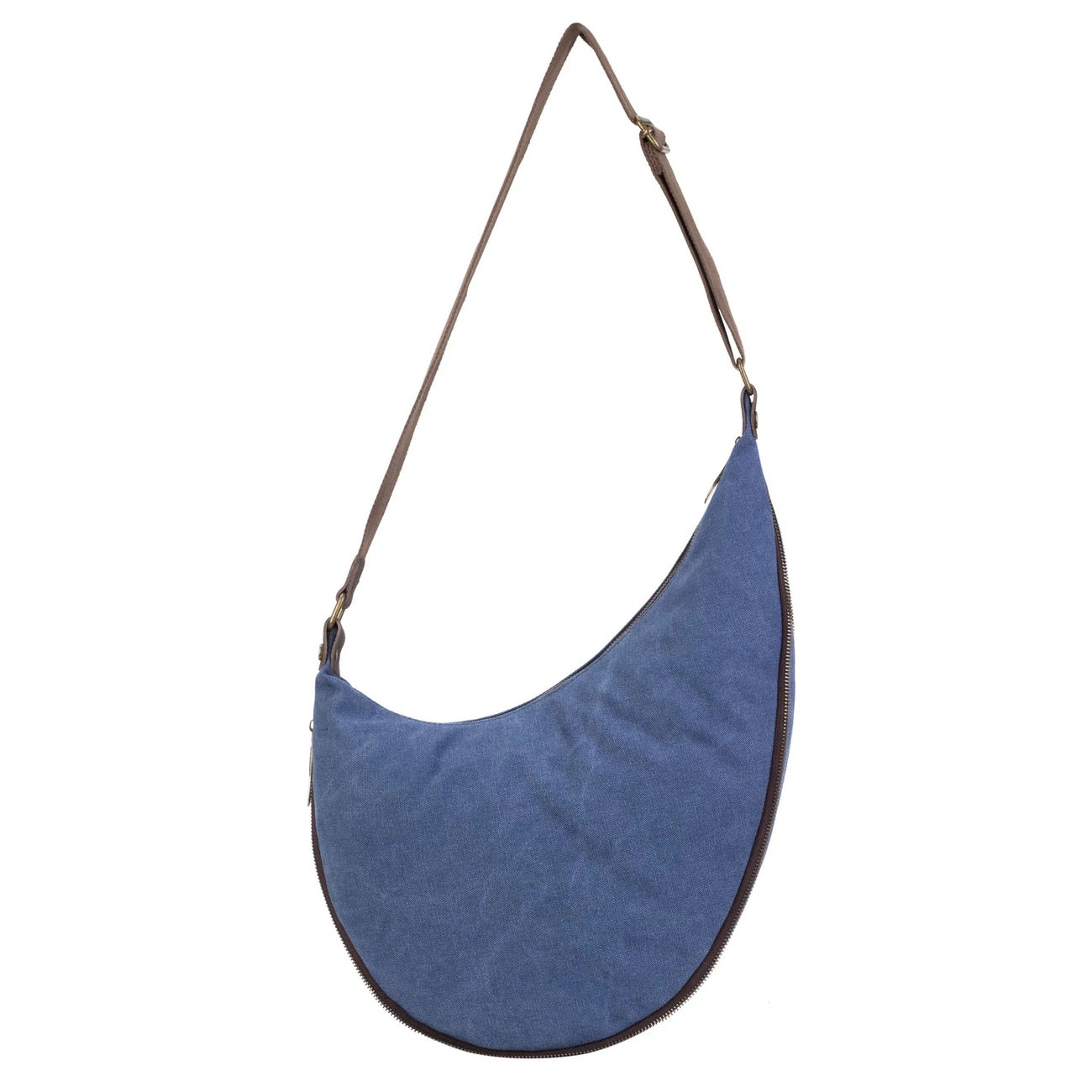 Sac besace holster en cuir italien et toile FEROE Bleu denim