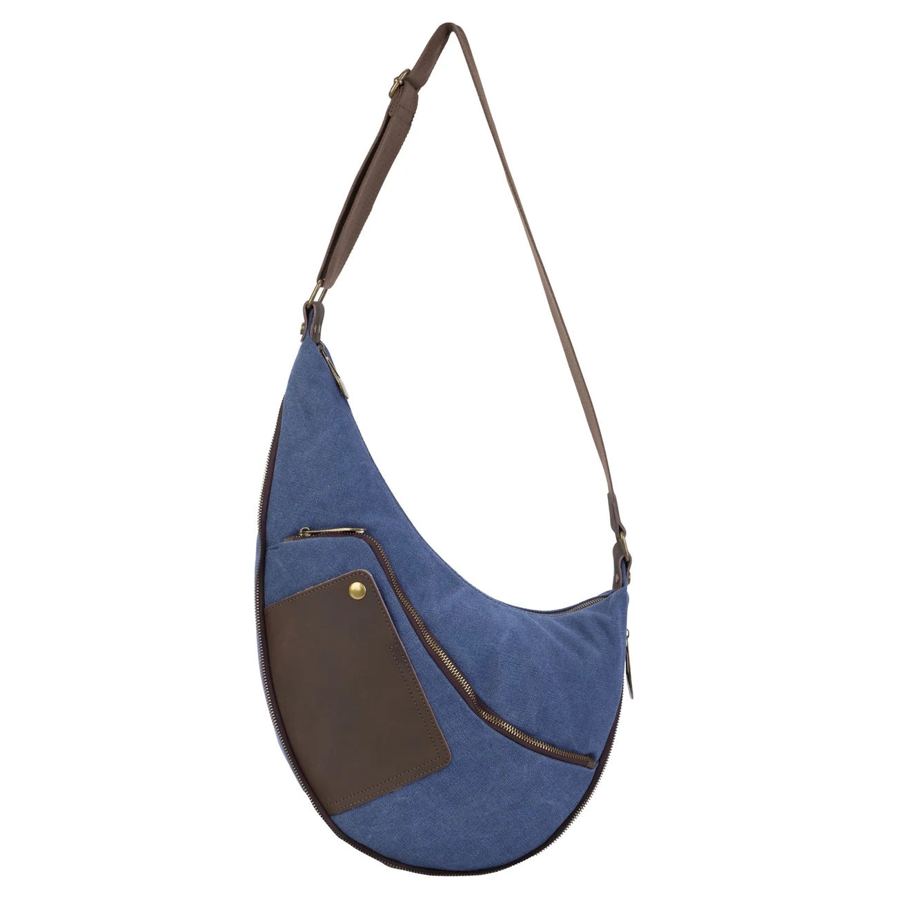 Sac besace holster en cuir italien et toile FEROE Bleu denim