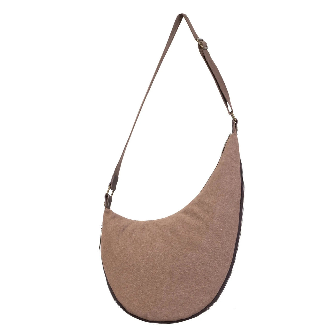 Sac besace holster en cuir italien et toile FEROE Marron camel foncé
