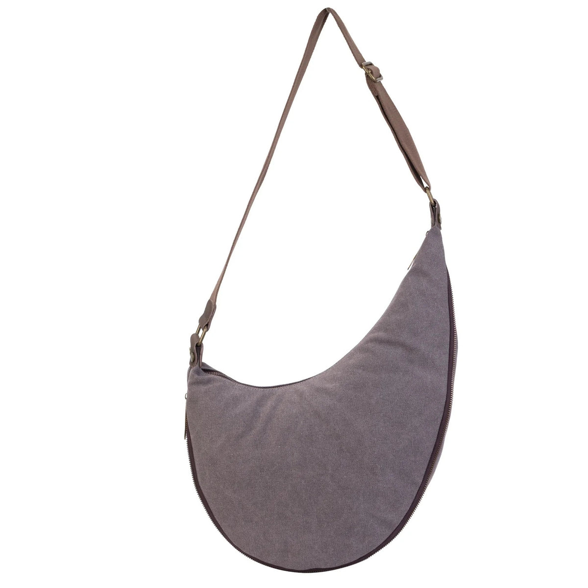 Borsa a tracolla holster in pelle italiana e tela ANVERS Grigio tortora