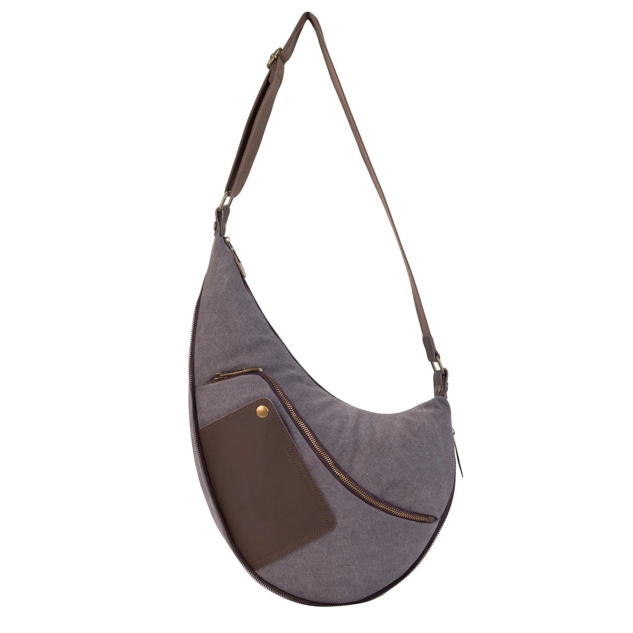 Sac besace holster en cuir italien et toile FEROE Gris taupé