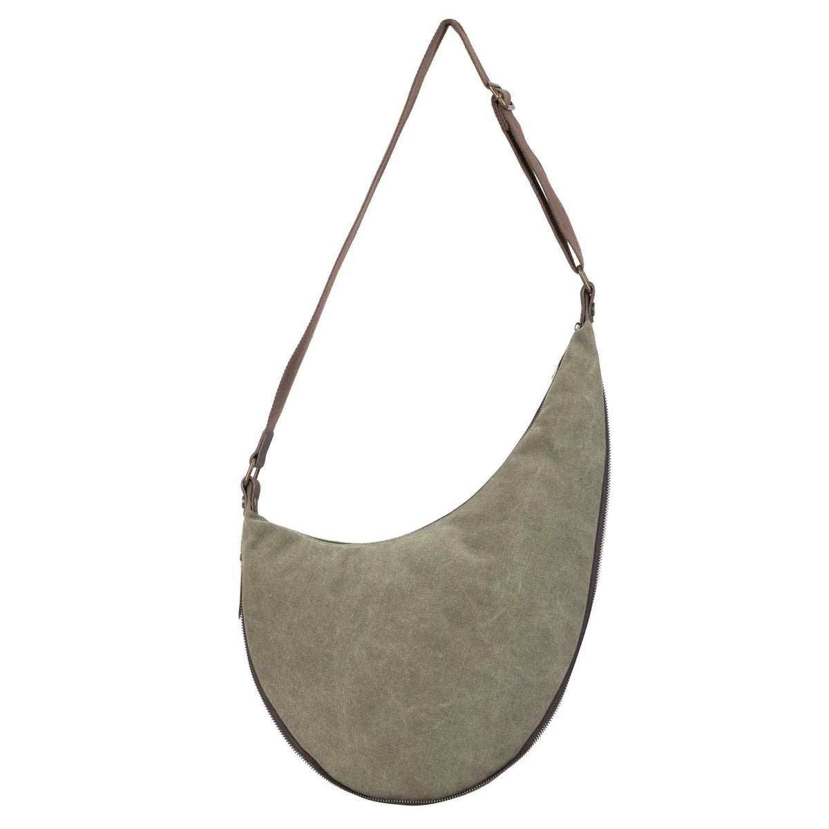 Borsa a tracolla holster in pelle italiana e tela ANVERS Verde oliva