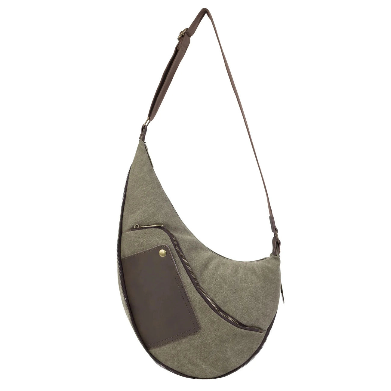 Sac besace holster en cuir italien et toile FEROE Vert olive