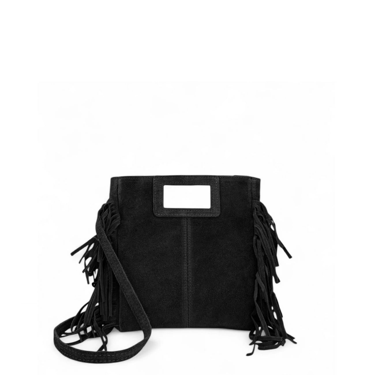 Sac à main bandoulière en croûte de cuir ENOLA SUEDE Noir