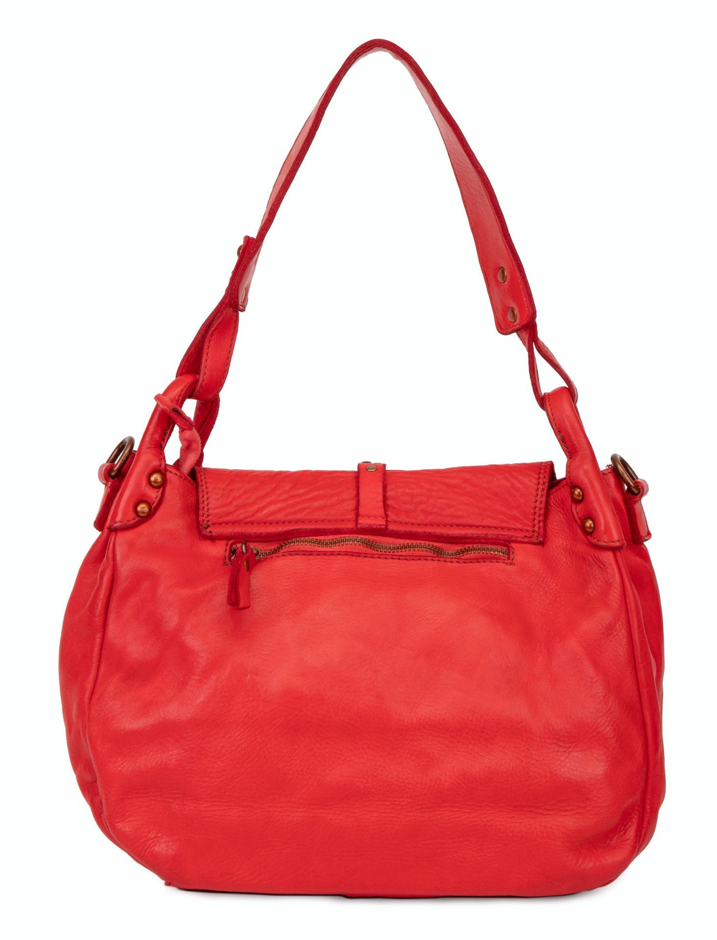 Sac besace porté épaule en cuir vintage MISS HAGEN Rouge garance
