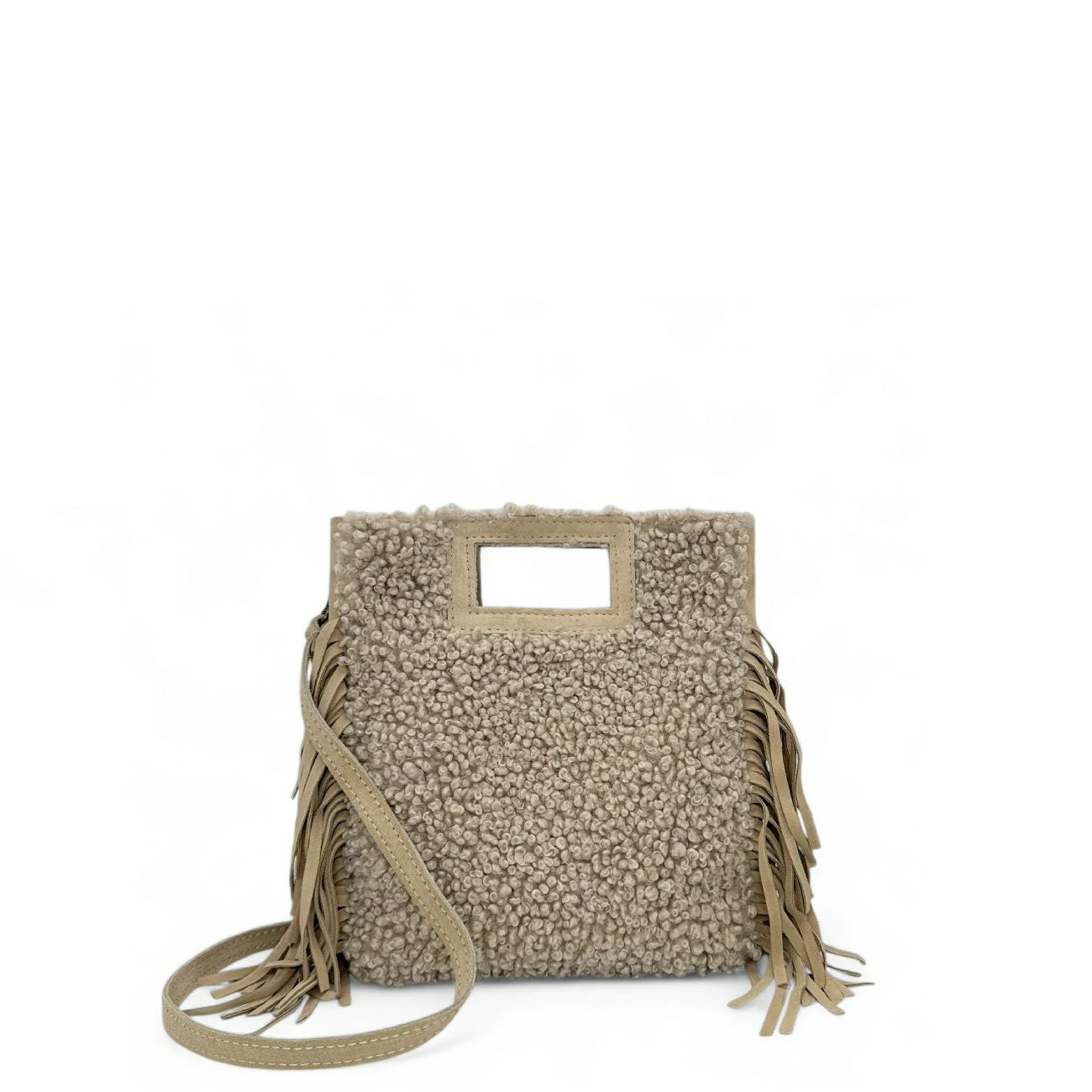 Sac messenger en daim et pilou ENOLA PILOU Taupe