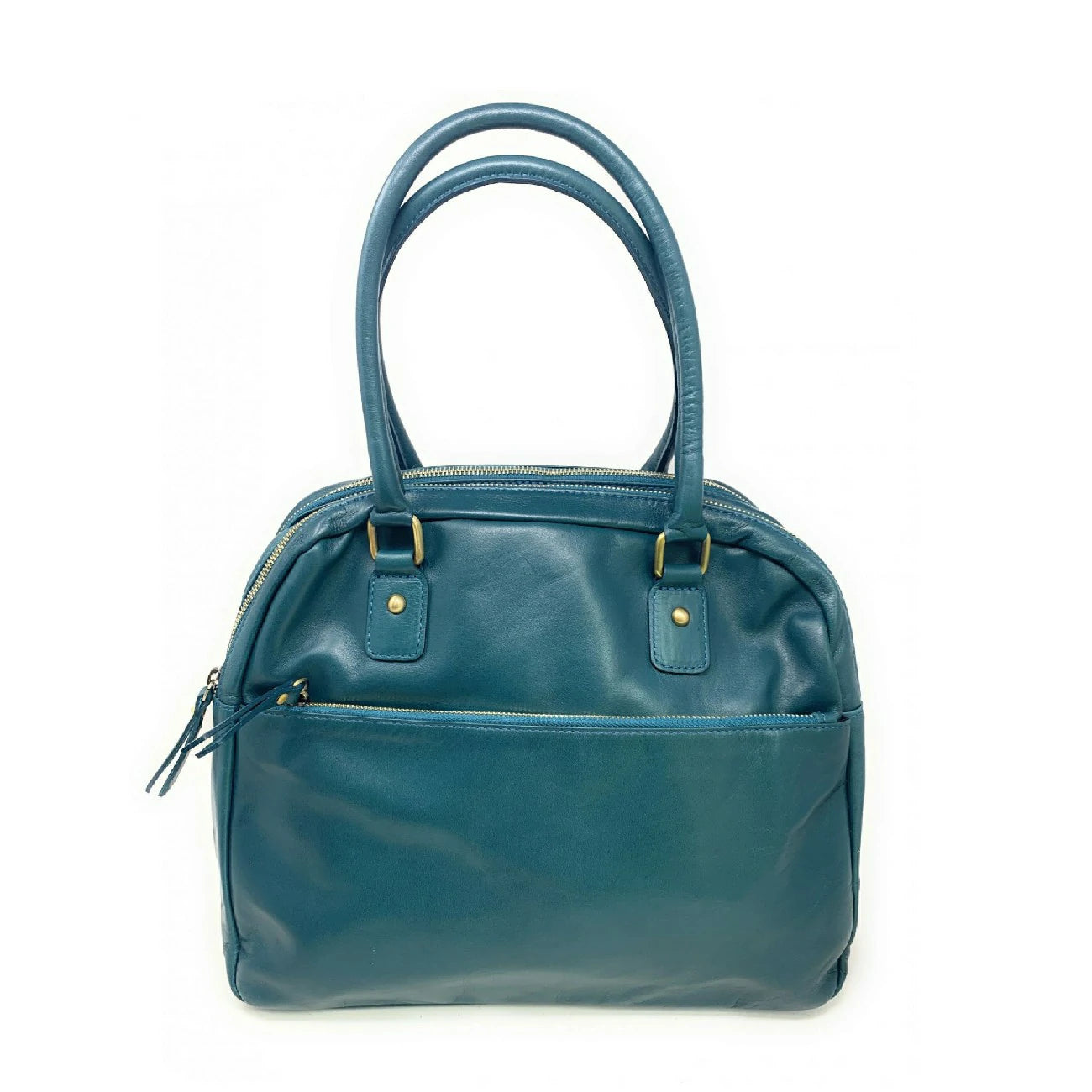 Sac bowling en cuir lisse VENDÔME Bleu vert canard