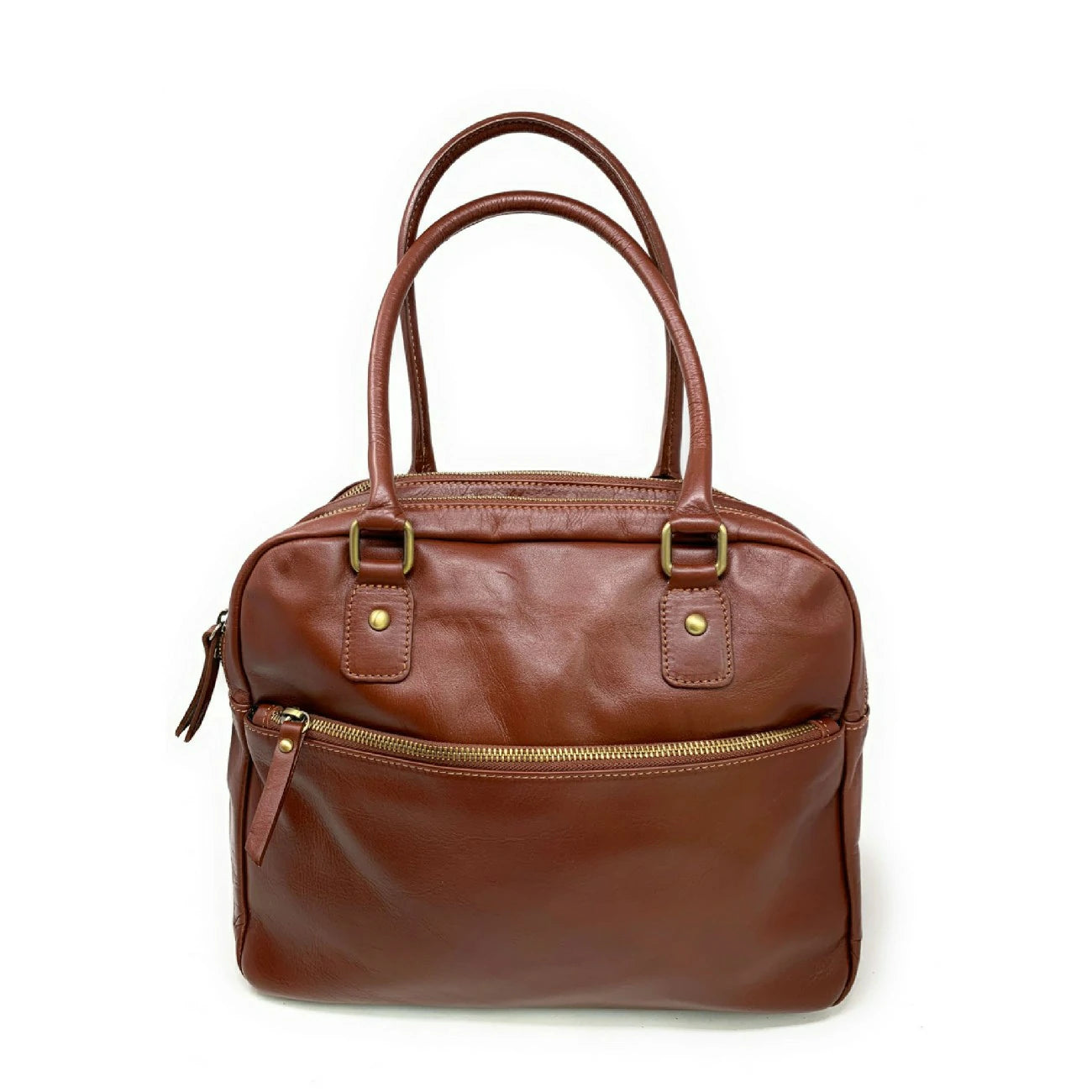 Sac bowling en cuir lisse VENDÔME Châtaigne