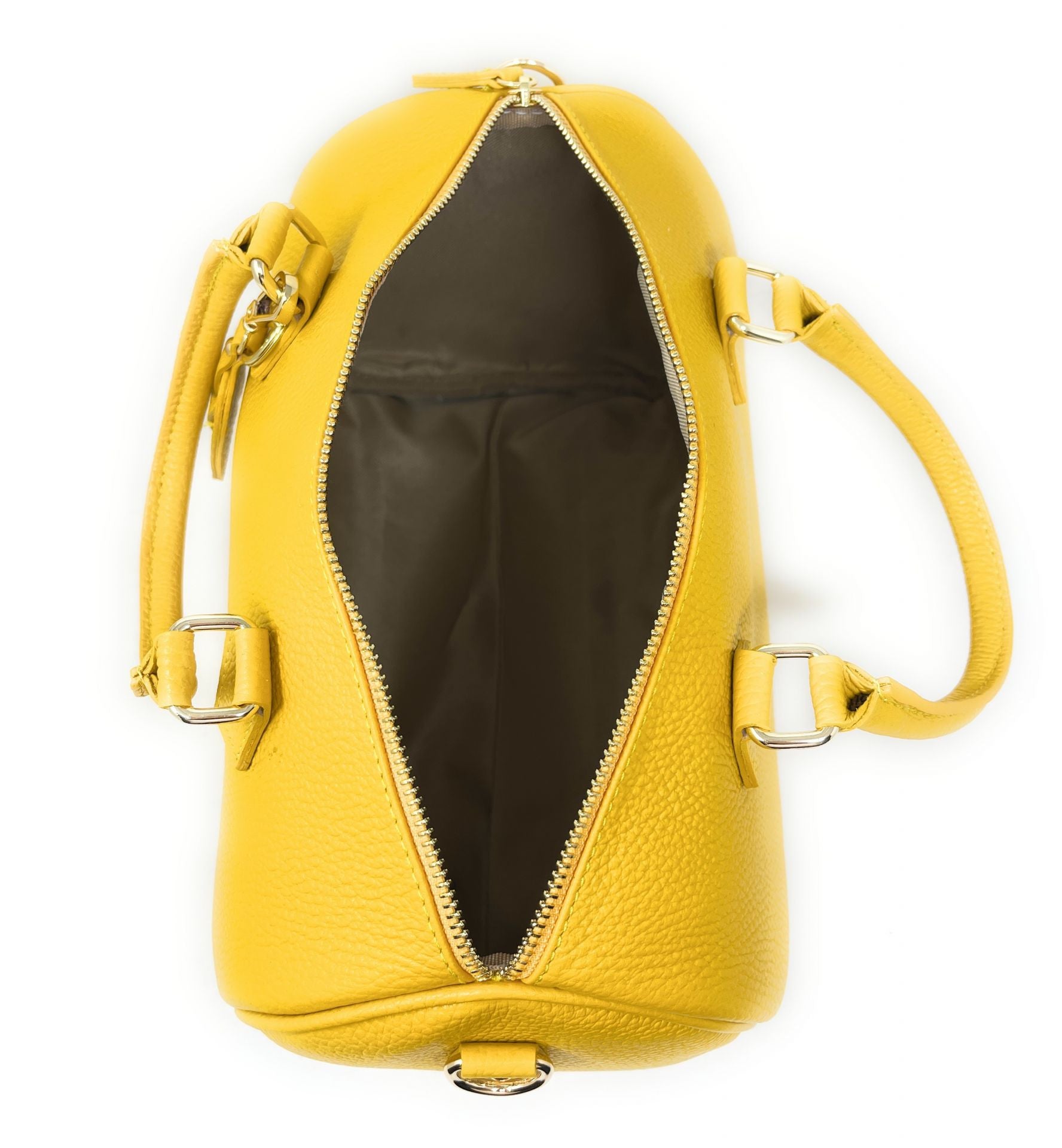 Sac à main bowling en cuir grainé italien BOOLIN Jaune tournesol