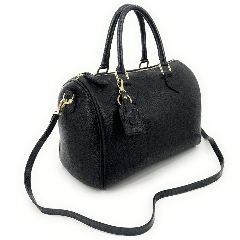 Sac à main bowling en cuir grainé italien BOOLIN Noir