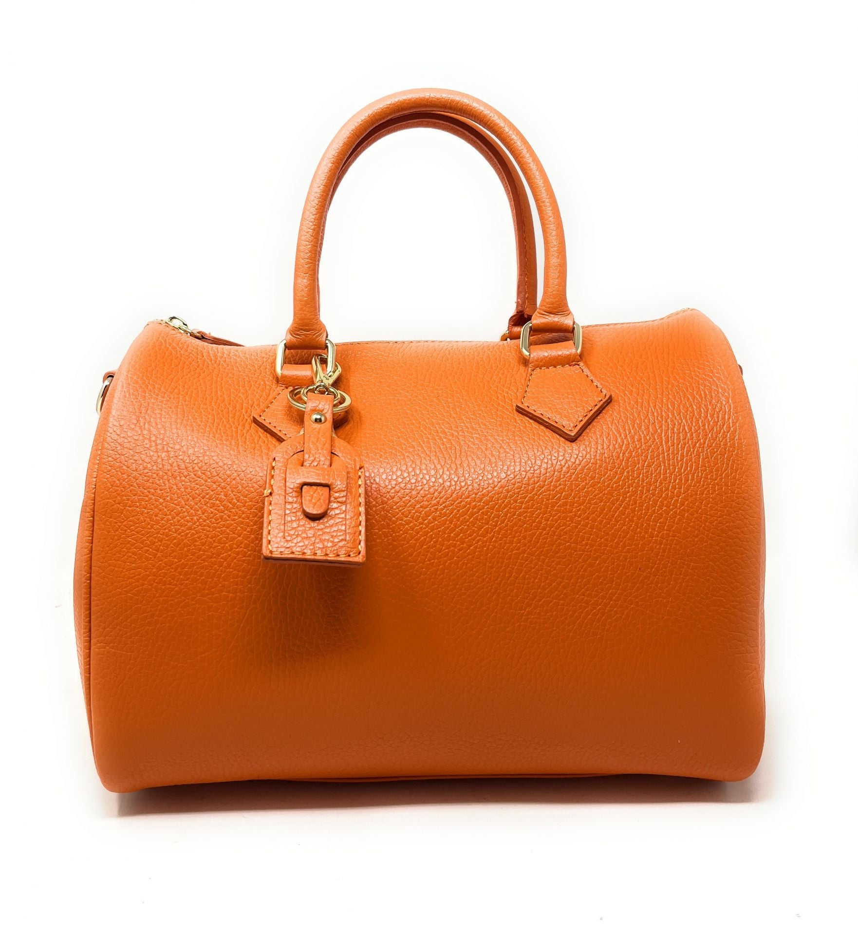 Sac à main bowling en cuir grainé italien BOOLIN Orange