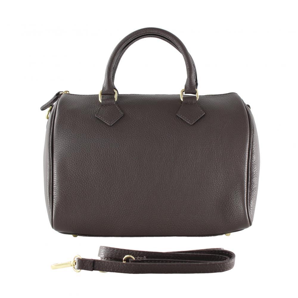 Sac à main bowling en cuir grainé italien BOOLIN Chocolat