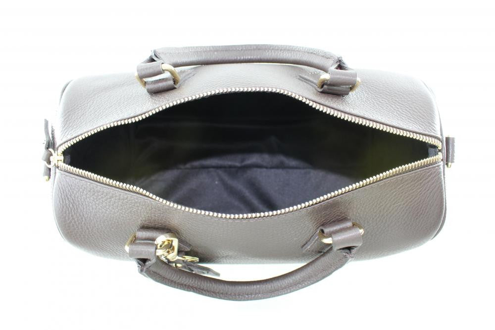 Sac à main bowling en cuir grainé italien BOOLIN Taupe