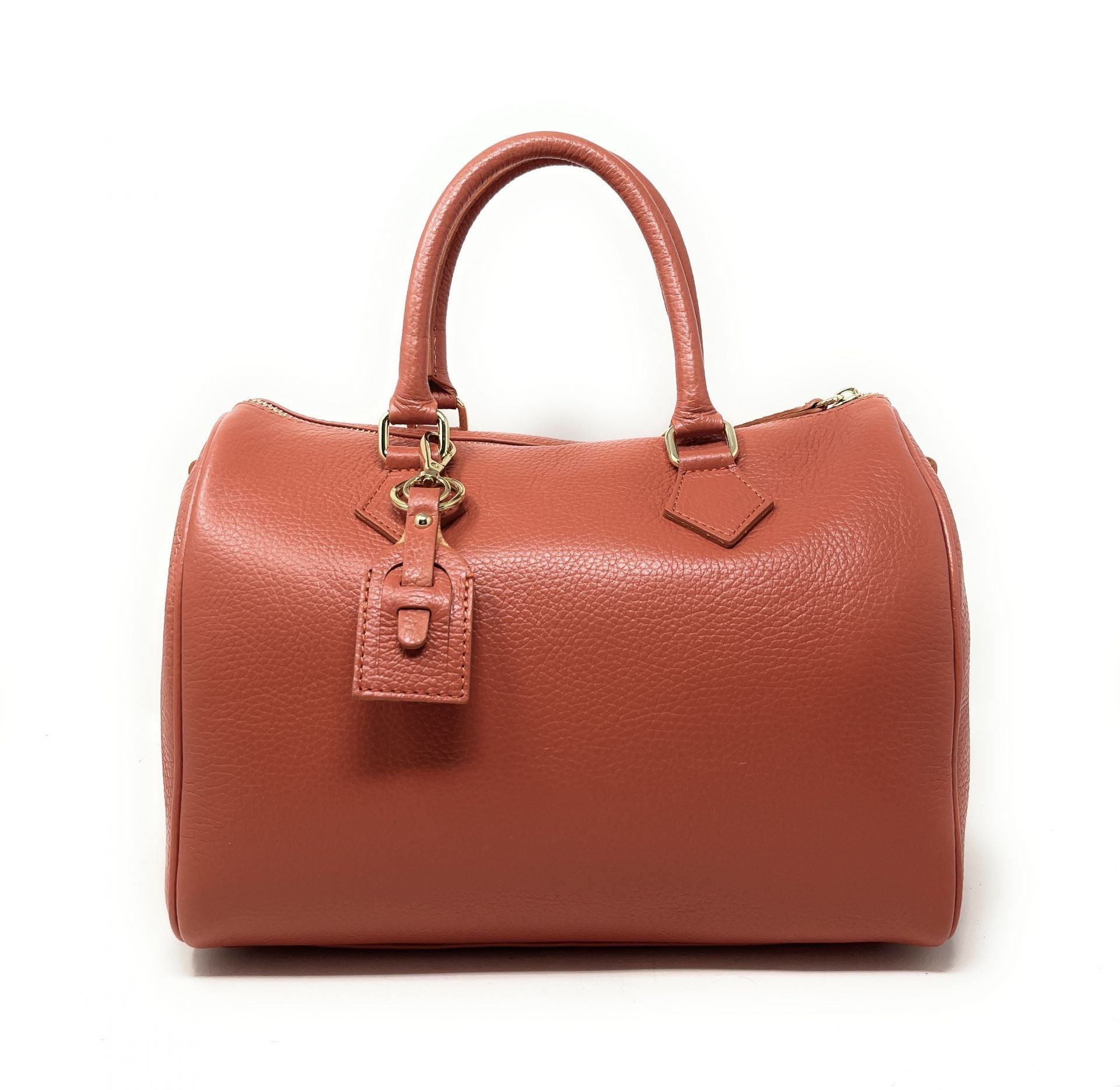 Sac à main bowling en cuir grainé italien BOOLIN Rouge brique