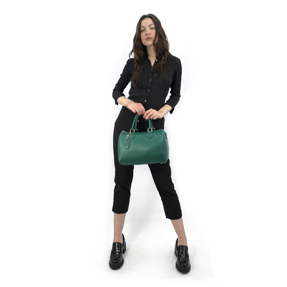 Sac à main bowling en cuir grainé italien BOOLIN Vert Véronèse
