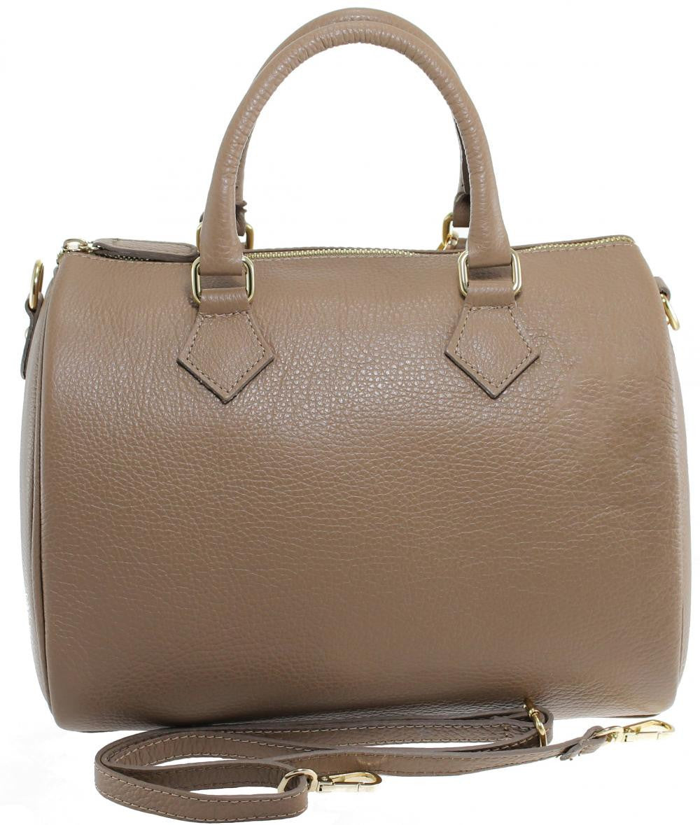 Sac à main bowling en cuir grainé italien BOOLIN Taupe