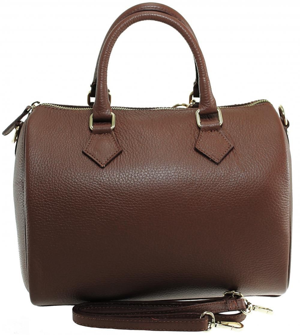 Sac à main bowling en cuir grainé italien BOOLIN Châtaigne
