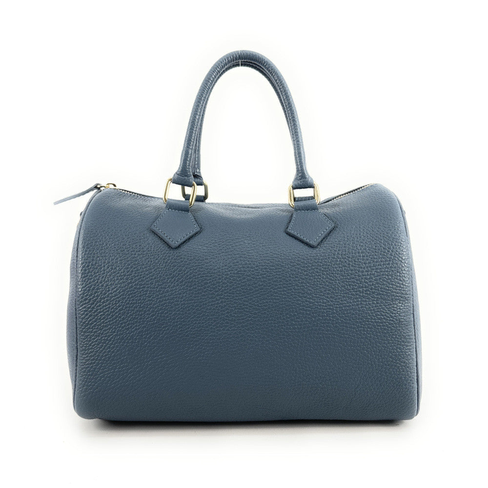 Sac à main bowling en cuir grainé italien BOOLIN Bleu glacier