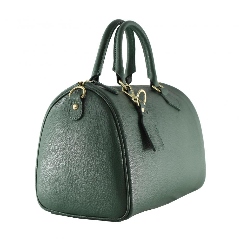 Sac à main bowling en cuir grainé italien BOOLIN Vert forêt