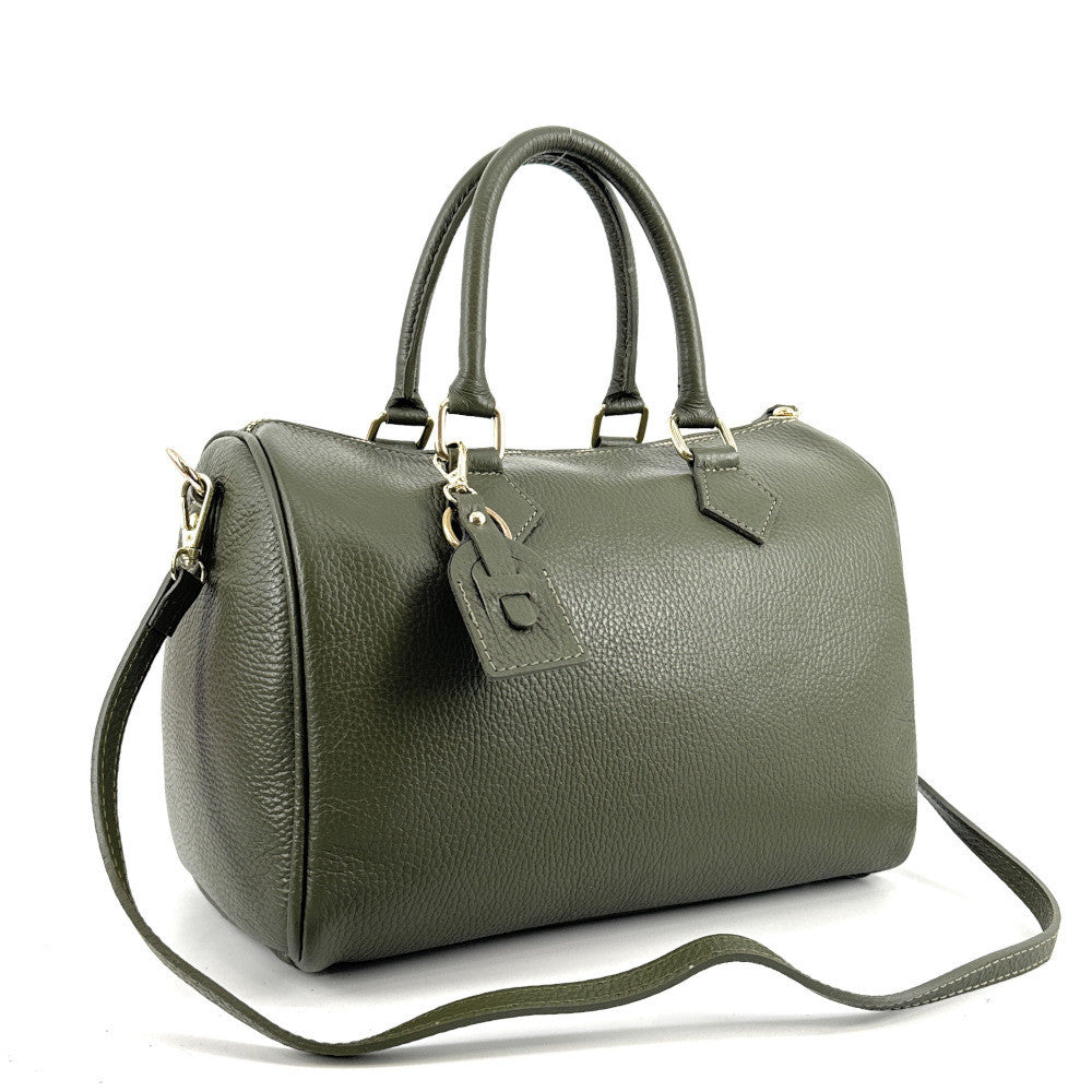 Sac à main bowling en cuir grainé italien BOOLIN Kaki
