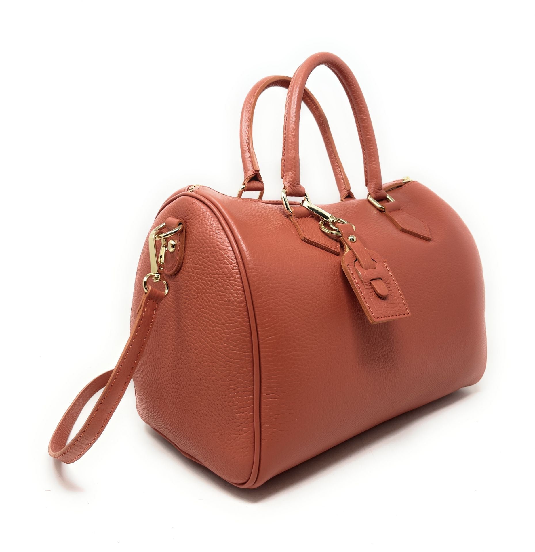Sac à main bowling en cuir grainé italien BOOLIN Rouge brique